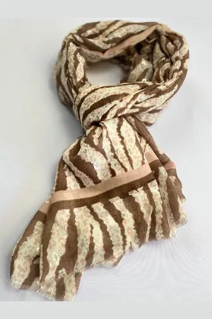 Modesjaals.nl Dames sjaal met zebra print en zilver 50% katoen & 50% viscose