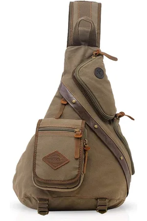 Merkloos Retro borsttas voor heren en dames canvas slingtas schoudertas voor school en reizen dames rugzak