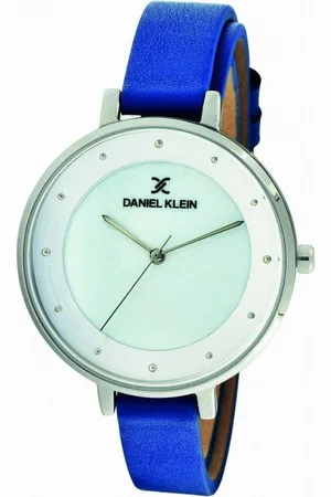 Daniel Klein DK11551-6 - Horloge - Analoog - Dames - Vrouwen - leren band - rond - Blauw - Zilverkleurig