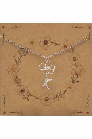 Bixorp Geboortebloem Ketting Augustus / Klaproos - Zilverkleurig Roestvrij Staal - Bloem Cadeau voor Dames & Meisjes