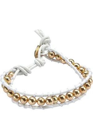 Behave Armband van imitatieleer met kraaltjes