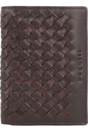 Bugatti Leren Portemonnee Woven Upright Wallet Bruine