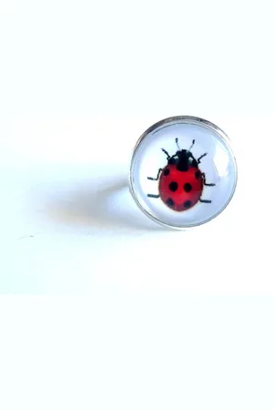 2 Love It Lieveheersbeestje - Ring - Verstelbaar in maat - - Zwart - Wit - Zilverkleurig