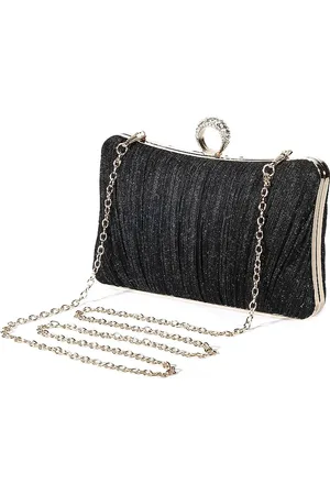 Merkloos Clutch Bag voor dames, sprankelende avondtas voor dames, charmante glinsterende handtas, elegante geplooide satijnen formele portemonnee voor feest, wieden, schoolbal, banket, cocktail