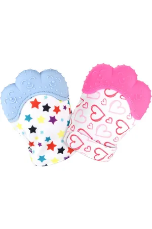 SANS MARQUE 2X Baby Tandjes Set, 2 pak Tandjes wanten voor Baby, Siliconen want Bijtring Handschoen, Baby Rustgevende Pijnbestrijding want Baby Bijtring Wanten voor Baby