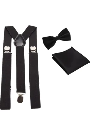 Merkloos Bretels inclusief vlinderdas en pochette - - met stevige clip - bretels - vlinderdas – strik – strikje – pochet - luxe - unisex - heren - giftset