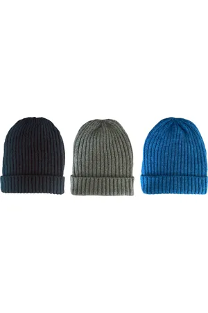 ASTRADAVI Beanie Hats - Muts - Warme Skimutsen Set Hoofddeksels - 3 Stuks Trendy Winter Mutsen - , Grijs, Blauw