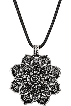 Kasey Lotus bloem hanger aan leren koord - Mandala Ketting - Om teken