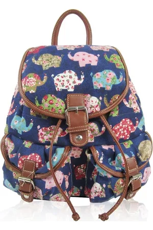 Amelie OLIFANTJES Rugzak Rugtas School Werk Canvas Olifant Retro
