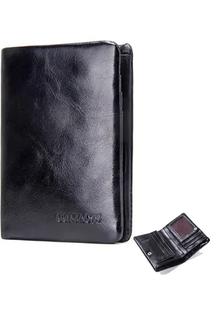 Contacts Leren portemonnee heren leer - portefeuille heren - mannen cadeautjes cadeau voor man - portemonnee heren pasjes houder - Top kwaliteit Leer