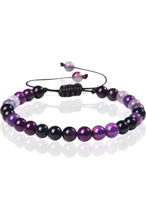 Memphis No.2 Natuursteen Armband Dames - 6mm Paarse Agaat