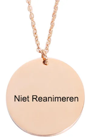 Amodi Gegraveerde Niet Reanimeren Ketting - Niet Reanimeren Penning - Do Not Resuscitate - Gegraveerd - Cirkel - Roestvrij Staal - RVS - Verstelbaar