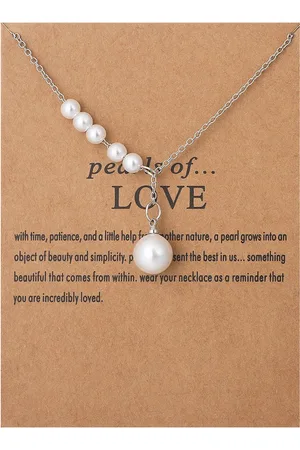 Bixorp Luck Zilveren Dames Ketting met Vijf Parels - "Pearls of Love" - 45/50cm - Cadeau voor Vrouw - Zilverkleurig