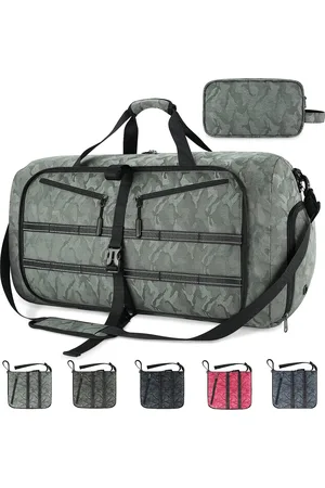 Merkloos Reistas, groot, voor heren, 40 l, 65 l, 80 l, 100 l, opvouwbare reistas, lichte waterdichte sporttas, heren en dames, met schoenenvak en toilettas voor weekends, zwart
