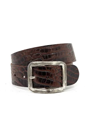 A-zone Stoere bruine dames riem - dames riem - 5 cm breed - - Echt Leder - Taille: 95cm - Totale lengte riem: 110cm