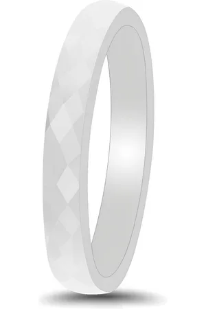 Mauro Vinci Witte ring keramisch - Hamerslag glanzende structuur Unisex ringen - met geschenkverpakking - maat 9