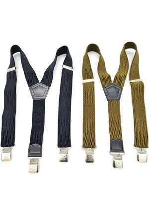 Merkloos Bretels heren - Bretels - bretels heren volwassenen - bretellen voor mannen - 3 clips - bretels heren met brede clip 2 Stuks - 1 x Zwart, 1 x Groen