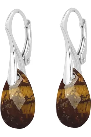 ARLIZI 2254 Oorbellen tijgeroog druppel hanger - sterling - 3 cm