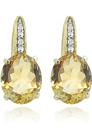 Cilla Jewels 925 Zilveren Oorbellen met Grote Citrine Steen