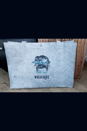 La Diva Bedrukte vilt tas, Bedrukt tas, Strandtas, Beach life, Tas, Schoudertas, Tas met tekst en afbeelding