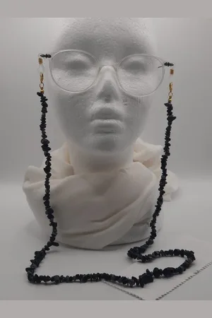 Merkloos Brillenketting van ALABASTER / armband / ketting / reserve rubberen lussen + 2 hoogwaardige microvezel doekjes / brillenkoord dames / brilkoordje kraaltjes / briltouwtje / voor zonnerbril / natural gemstone handmade / cordon de lunettes