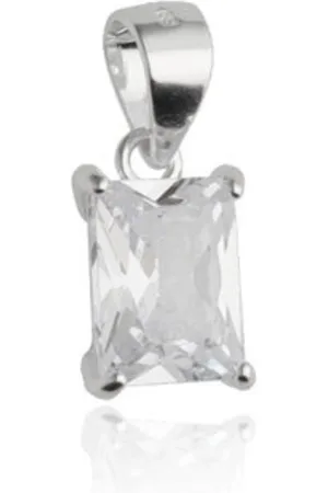 Zilver En Rechthoekig Zirkonia Hanger - en ketting hanger - Keetinghanger - en Dames Kettinghanger - 925- Amona Jewelry
