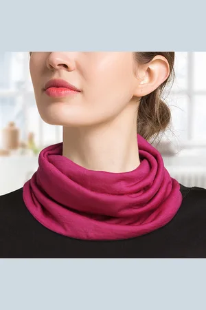 Merkloos Wollen warme hoofddoek dames effen kleur sjaal dubbele laag herfst en winter veelzijdige gebreide halskraag kleine sjaal (32x19cm)