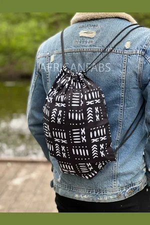 Merkloos Afrikaanse print rugzak / Gymtas / Schooltas met rijgkoord - bogolan - Drawstring Bag