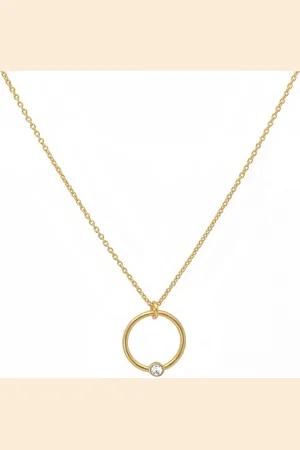ARLIZI 2129 Ketting ring kristal hanger - verguld - 44 cm