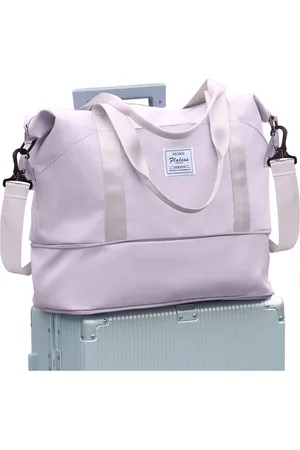 Merkloos Damestas, sportgymnastiek boodschappentas voor vrouwen, weekendtas, handbagage, strandtas, reistas, waterdichte bagagetas, uitbreidbaar, A-violet
