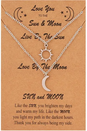 Bixorp Friends BFF Ketting voor 2 met Zilverkleurige Zon & Maan - Vriendschapsketting Meisjes - Best Friends Ketting Vriendschap Cadeau voor Twee