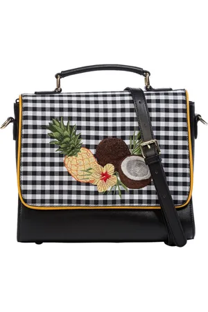 Banned Retro Dancing Days - Handtas TROPICALINDA - - Geborduurde Ananas en Kokos - (bxhxd) ca. 26cm x 23cm x 9,5cm