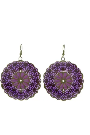 Behave Oorbellen - Bruin - Vintage bloemen design