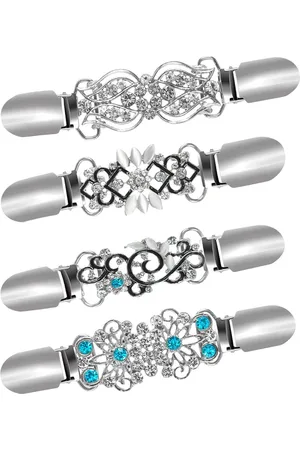 Merkloos 4 stuks - Broche clip - Vestsluiting - retro vest clip - trui kraag clip - sjaal clips - jurken sjaal clip - voor dames meisjes