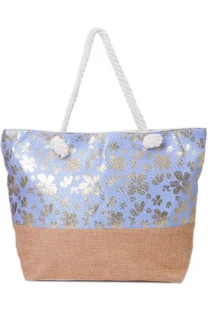 Merkloos Strandtas - - Bloemenprint - Zomertas - Ritssluiting - 50x35x15cm
