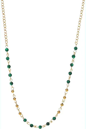 ASTRADAVI 18K Vergulde Sieraden - Collier - Vintage Kralenketting - Natuurlijke Edelstenen Bedels - Malachiet Kralen Charms - Cadeau Idee