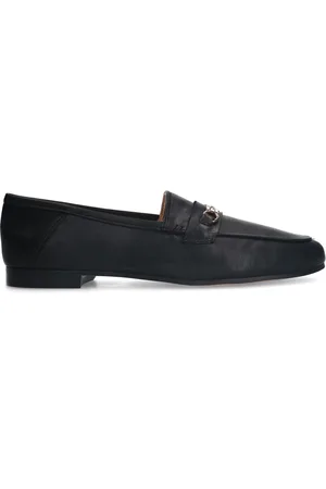 Manfield Dames - Zwarte leren loafers