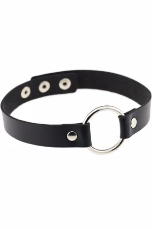 KIMU Choker Ring - Pu Leer Collar Ketting Halsband Sexy Gag Festival