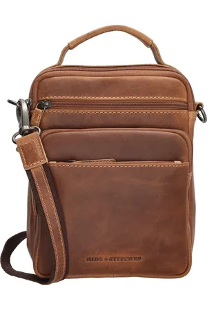 Hide & Stitches Japura Crossbody Schoudertas Handige Ritsvakken - 100% Leder - - 100% Leer