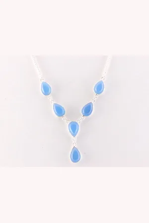 AsiAsia Zilveren ketting met blauwe chalcedoon