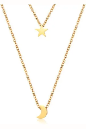 Cilla Jewels Dubbele ketting Edelstaal verguldkleurig Star Moon