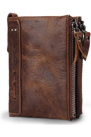 Contacts Leren portemonnee heren Crazy Horse Leather - portefeuille heren - mannen cadeautjes cadeau voor man - portemonnee heren pasjes houder - Top kwaliteit Leer