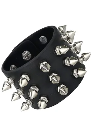 Merkloos Punk Armband - Gothic Spike Armband - Bracelet met Ring&Studs - PU Leer - Unisex - Armband - Punk lederen armband - polsband met klinknagelgesp - polsbandje met metalen studs