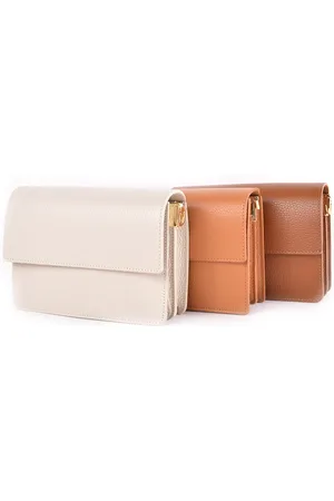 Merkloos Dames Leer Crossbodytas - Leren Schoudertas - Dames Leren Handtas - Made in Italy- /Cognac