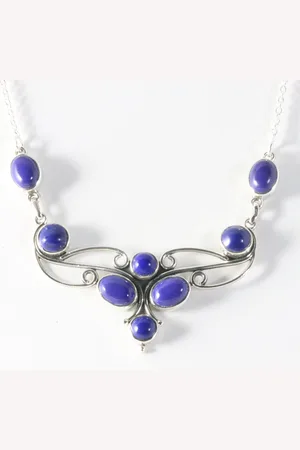 AsiAsia Bewerkte zilveren ketting met lapis lazuli