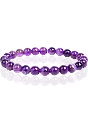 Memphis Natuursteen Armband met 8mm Kralen - Amethyst
