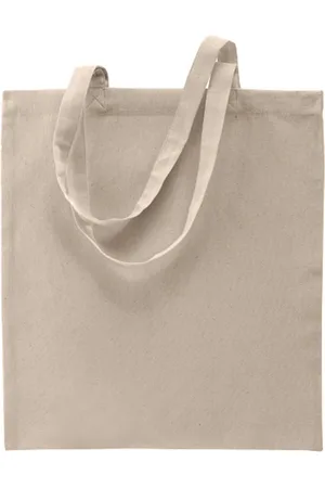 Merkloos 20x stuks basic katoenen schoudertasje in het zand/ 38 x 42 cm met lange hengsels - Boodschappentassen - Goodie bags
