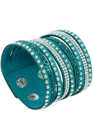 Fako Bijoux® Armband - Breed - Strass - Turquoise