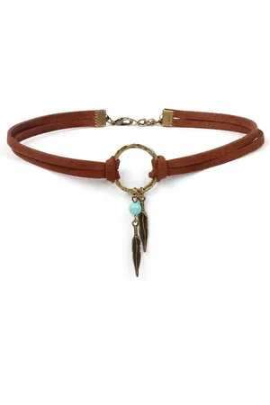WiseGoods WiseGood Luxe Bohemian Choker Ketting Dames - Kettingen Vrouwen - Leer Sieraden - Collier - Sieraad Vrouw - Cadeau - Accessoires
