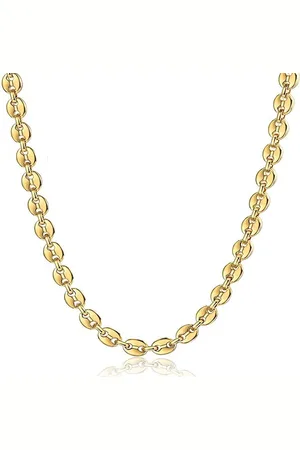 Lazy Cat Stalen Ketting – Schakelketting – Koffieboon Ketting – Verguld – 7mm/50cm